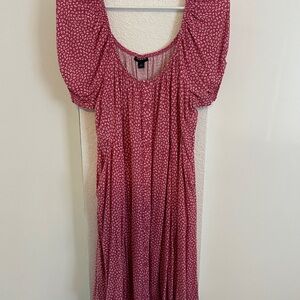 Torrid Pink and White Mini Floral Patterned Midi Dress